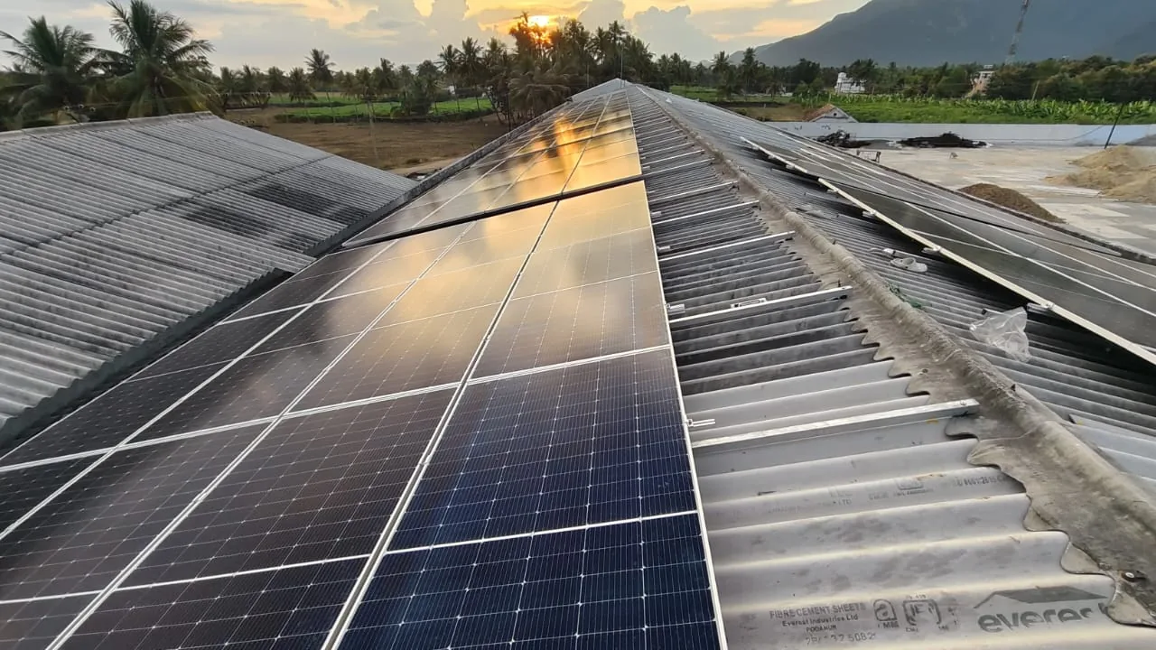 Food processing industry rooftop solar installation in Rasipuram, Tamil Nadu